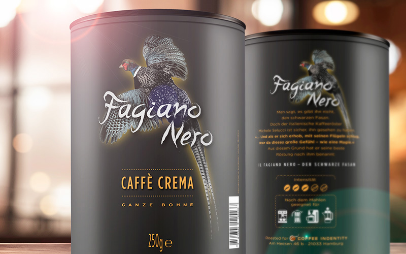 Kaffeedosen-Design Fagiano Nero Design of a coffee can; Designer Jo Staak
