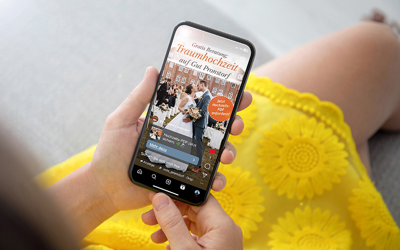 Heiraten auf Gut Pronstorf, Meta Werbung Meta-Funnelwerbung; Gute Events Pronstorf; Heiraten in Schleswig-Holstein