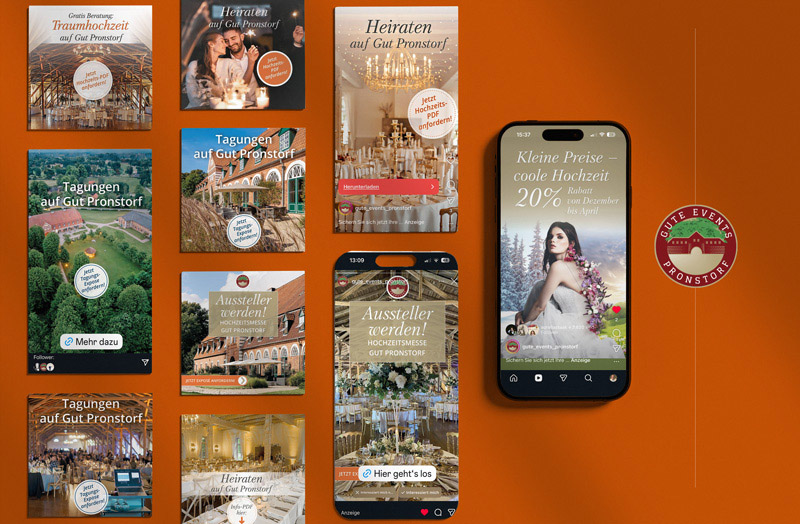 Gute Events Pronstorf - Instagram & Social Media Referenz Social Media, Instagram, Hochzeit, Tagung, Event, Gut Pronstorf, Gute Events Pronstorf, Werbeanzeigen, Meta Ads, Marketing